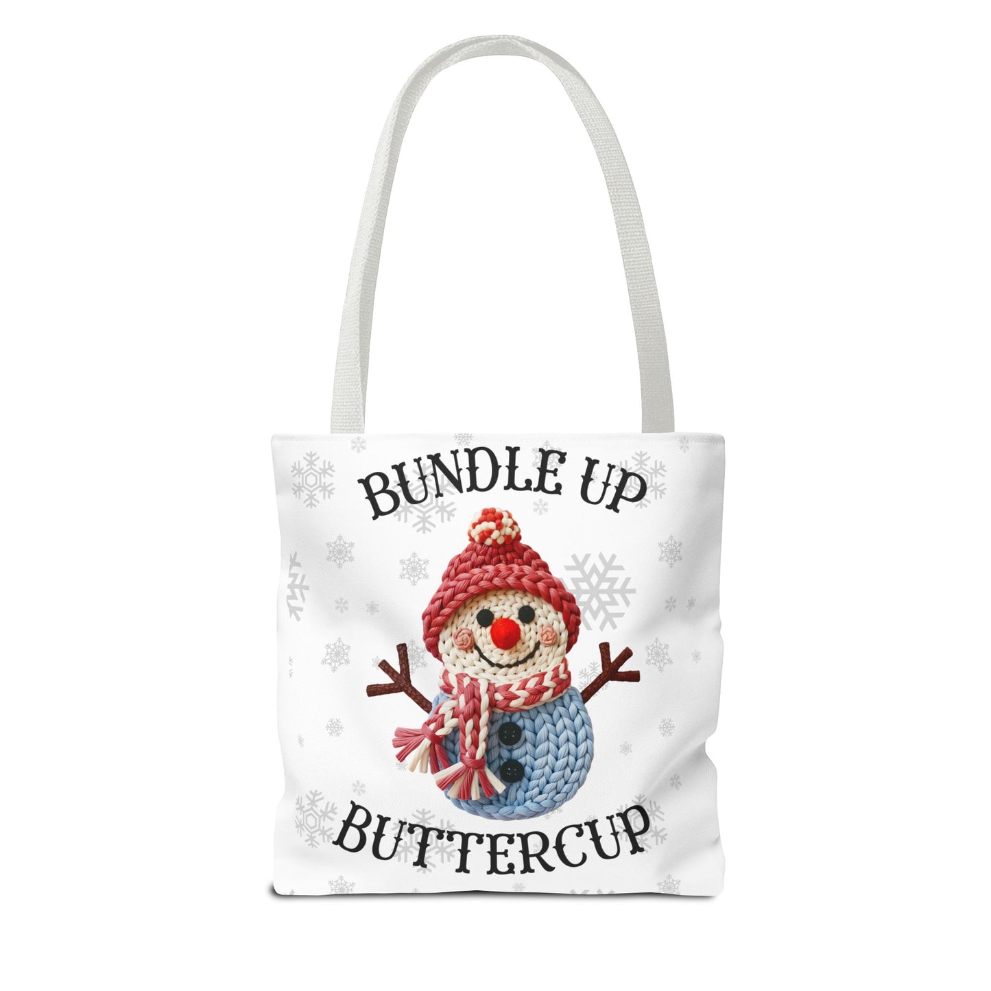 Holiday Snowman Tote Bag — “Bundle Up Buttercup” Christmas Market Tote