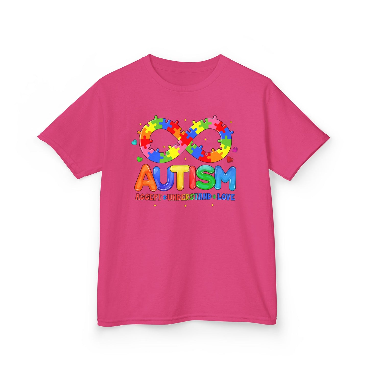 Colorful Autism Awareness Kids Tee, Bright Rainbow Tee, Support, Understand, Love, Gift for Autism Month, Kids Apparel