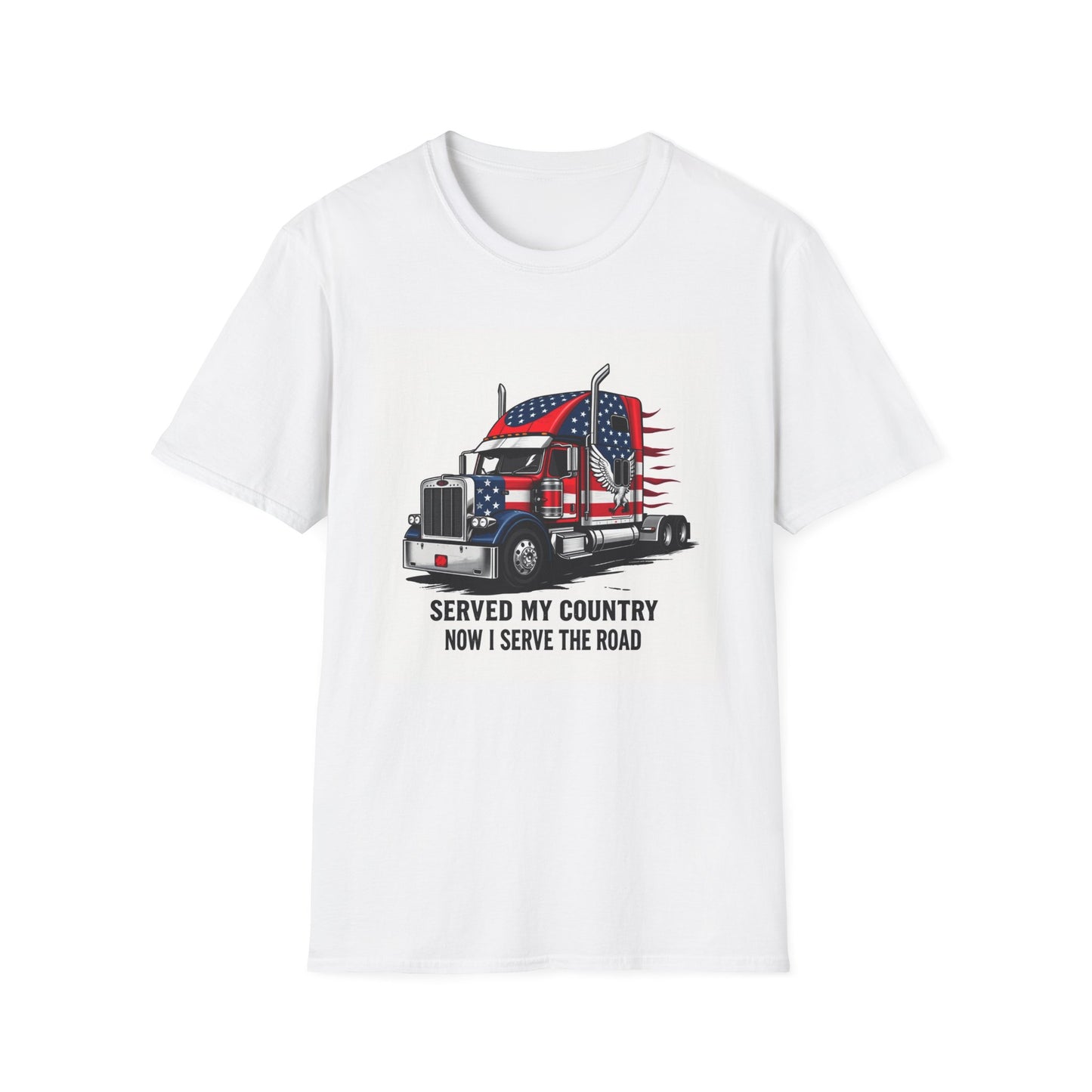 Veteran Truck Driver T-Shirt, Patriotic Tee for Veterans, Unisex Softstyle T-Shirt, Gifts for Truckers, Memorial Day Apparel