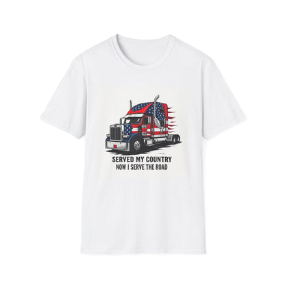 Veteran Truck Driver T-Shirt, Patriotic Tee for Veterans, Unisex Softstyle T-Shirt, Gifts for Truckers, Memorial Day Apparel
