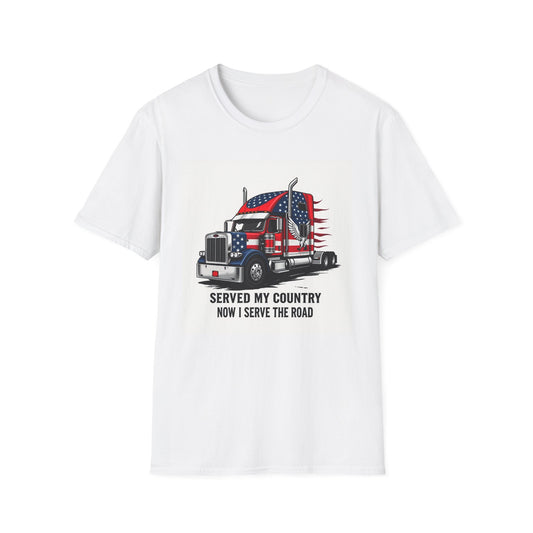 Veteran Truck Driver T-Shirt, Patriotic Tee for Veterans, Unisex Softstyle T-Shirt, Gifts for Truckers, Memorial Day Apparel