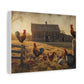 Rustic Morning Rooster Farm Matte Canvas Print