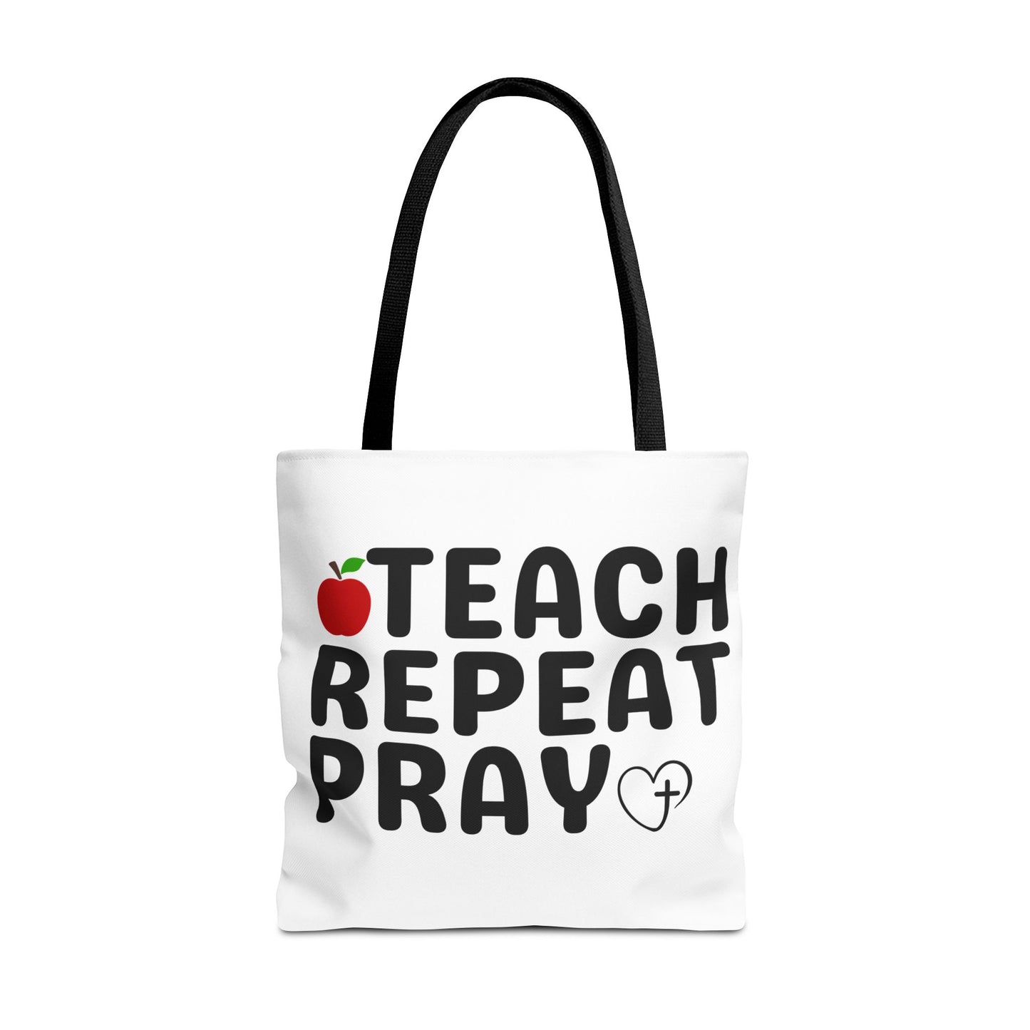 Teach Repeat Pray Tote Bag — Christian Teacher Gift Canvas Grocery Tote