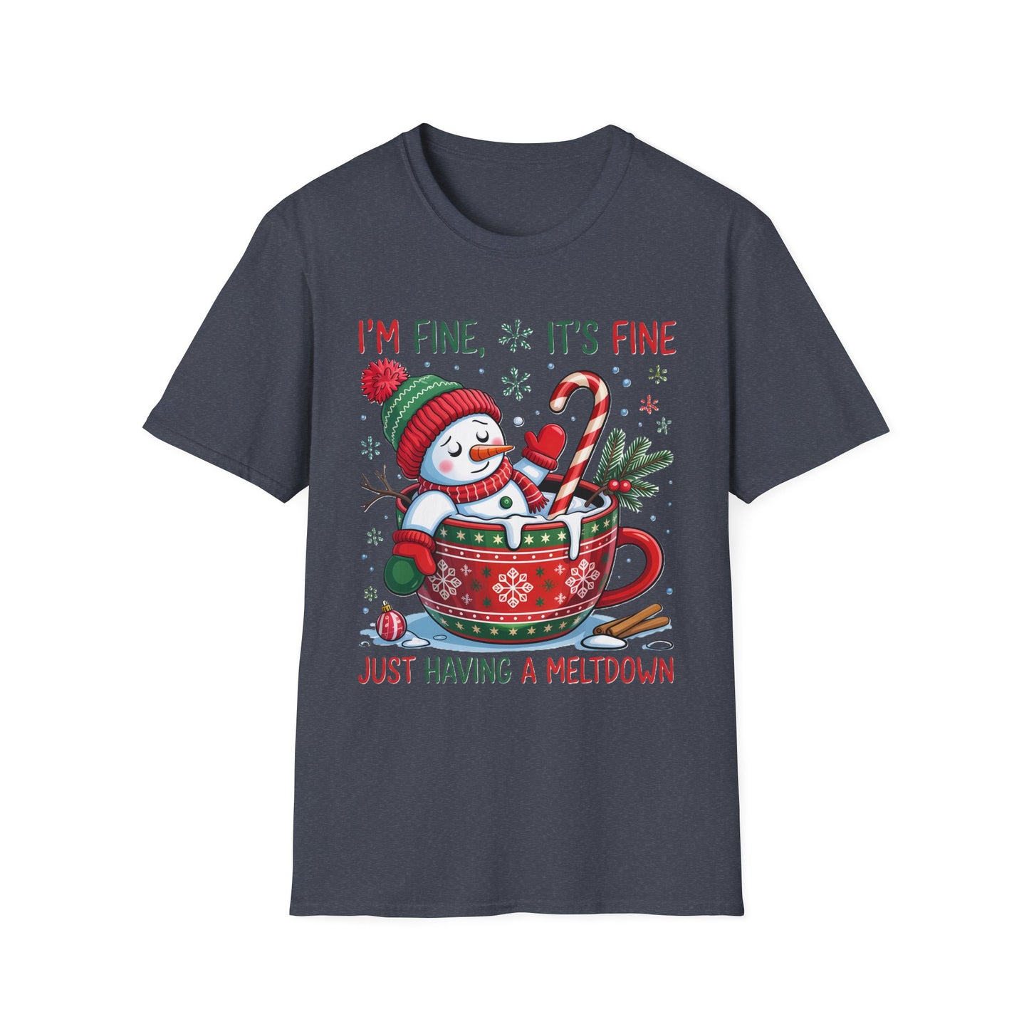 Humorous Christmas T-Shirt, Cute Snowman Design, Festive Holiday Apparel, Funny Winter Gift, Unisex Softstyle Tee