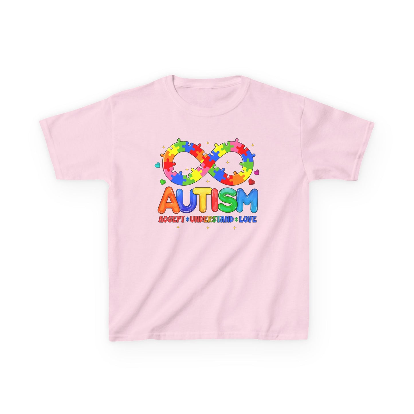 Colorful Autism Awareness Kids Tee, Bright Rainbow Tee, Support, Understand, Love, Gift for Autism Month, Kids Apparel