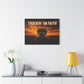 Truckin' On Faith Matte Canvas Wall Art — Semi Truck Sunset Print