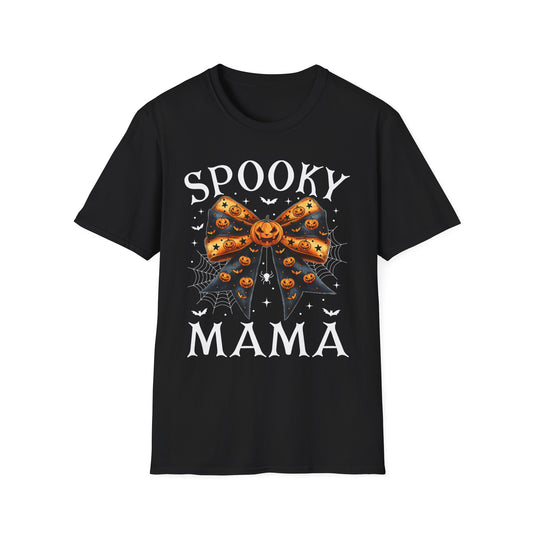 Halloween Bow Motif Unisex Softstyle T-Shirt, Pumpkin Shirt, Fall Clothing, Halloween Costume, Spooky Festive Top