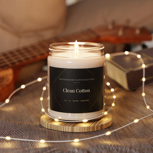 Clean Cotton Scented Soy Candle – 9oz Jar | Fresh Linen Home Fragrance