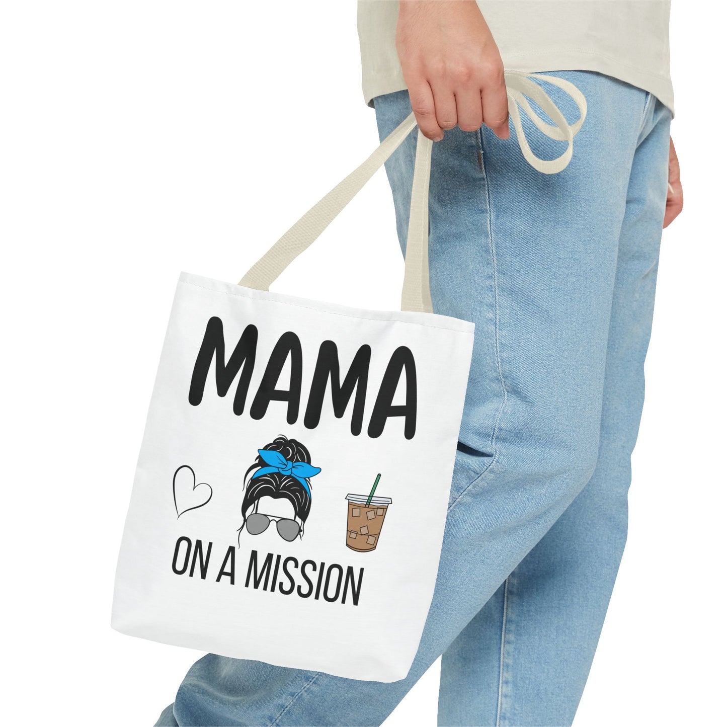 Mama On A Mission Tote Bag – Cute Coffee Mom Graphic Tote