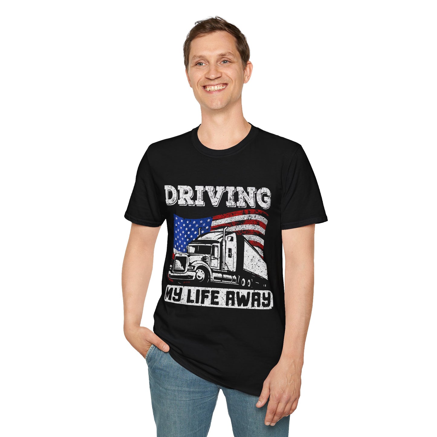 Trucker Life T-Shirt, Driving My Life Away Tee, Gift for Truck Drivers, Unisex Softstyle Shirt, Road Trip Apparel, Driving Enthusiast [...]
