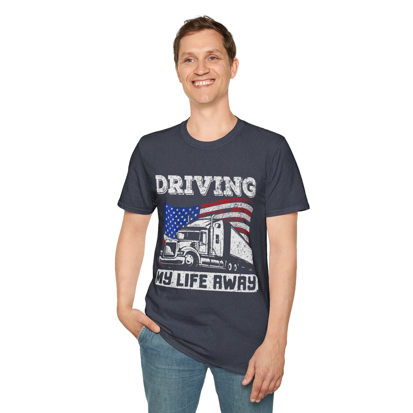 Trucker Life T-Shirt, Driving My Life Away Tee, Gift for Truck Drivers, Unisex Softstyle Shirt, Road Trip Apparel, Driving Enthusiast [...]