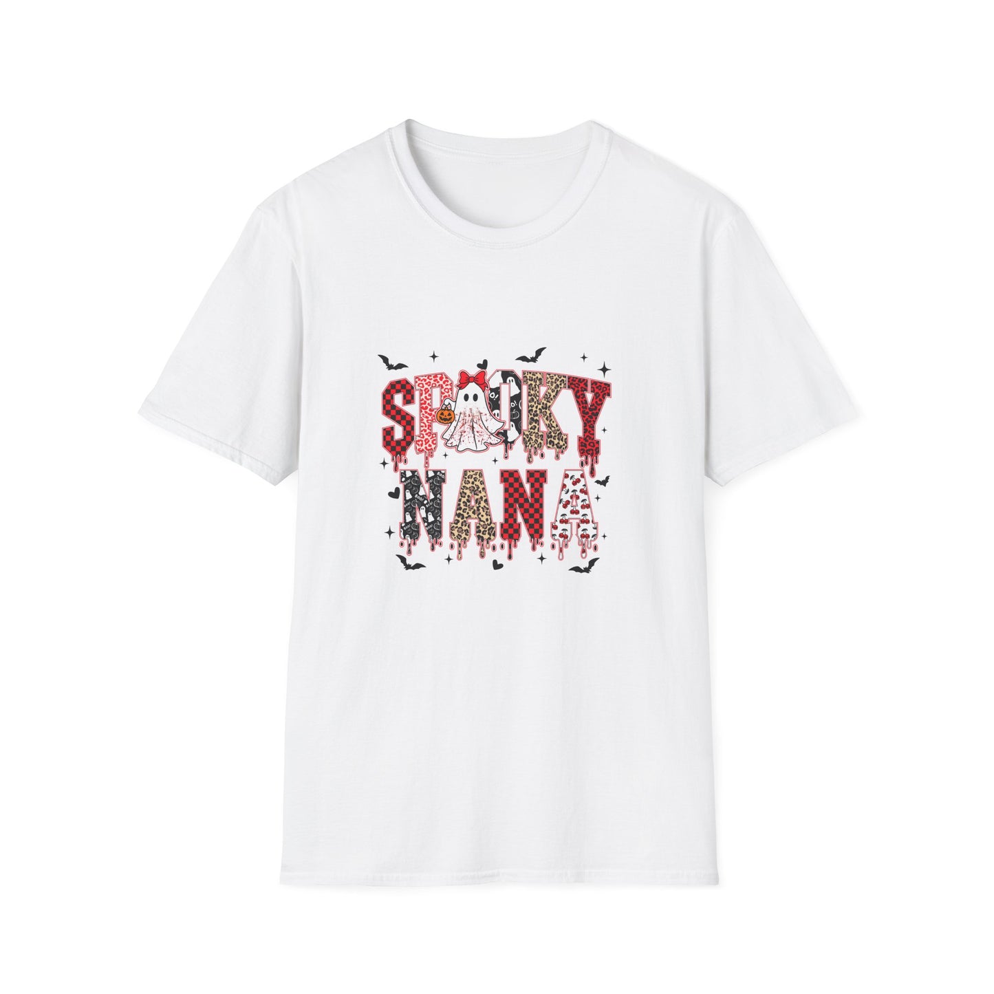 Spooky Nana Unisex Softstyle T-Shirt - Halloween Gift, Cute Witch Tee, Family Costume Shirt, Ghostly Fun Apparel