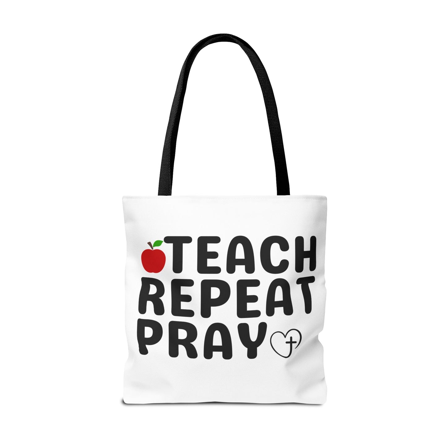Teach Repeat Pray Tote Bag — Christian Teacher Gift Canvas Grocery Tote