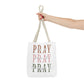 Inspirational Tote Bag - Pray It, Power It, Through It, Motivational, Faith-Based Gift, Everyday Use, Church or Study Bag