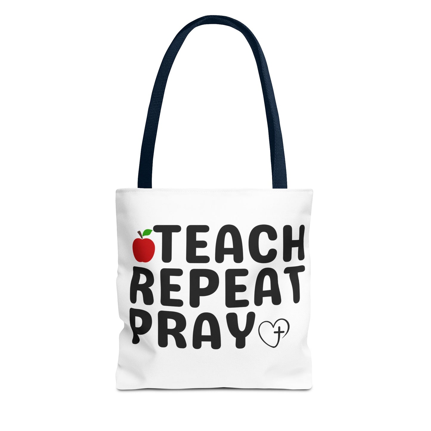 Teach Repeat Pray Tote Bag — Christian Teacher Gift Canvas Grocery Tote