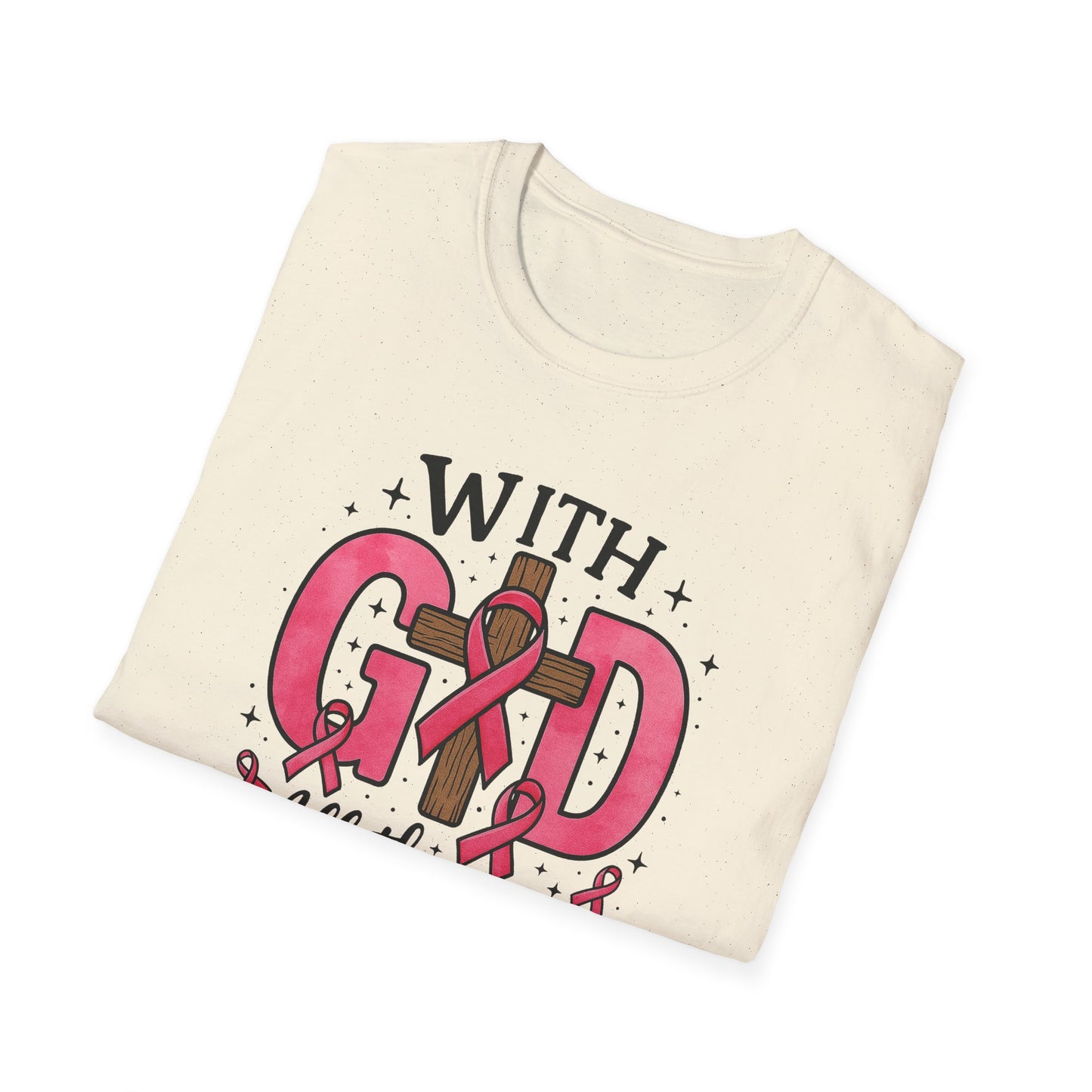 Inspirational Breast Cancer Awareness T-Shirt, Faith Shirt, God Shirt, Support Pink Ribbon, Softstyle Tee