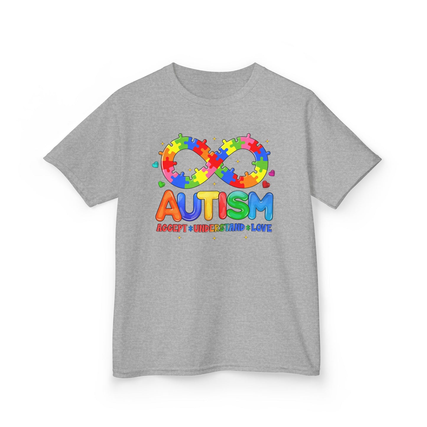 Colorful Autism Awareness Kids Tee, Bright Rainbow Tee, Support, Understand, Love, Gift for Autism Month, Kids Apparel