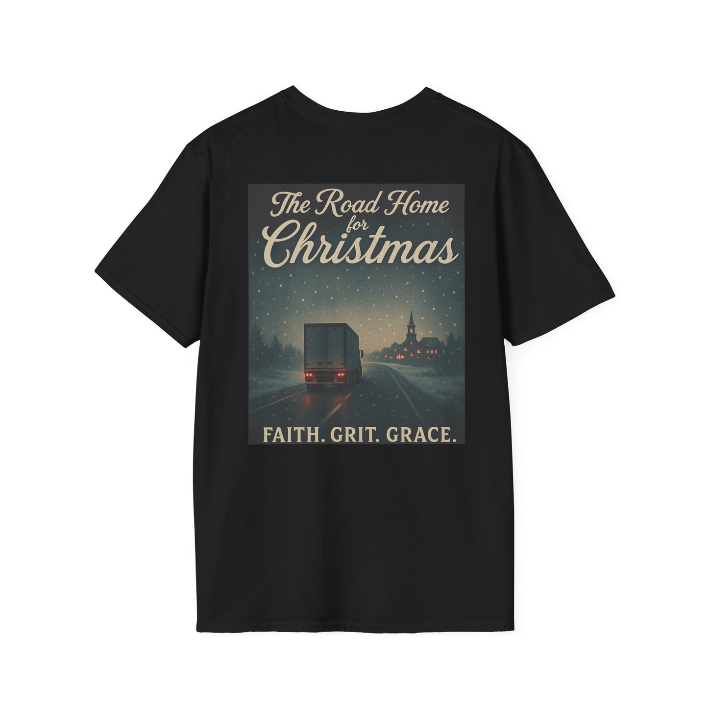 Christmas Road Home T-Shirt - Unisex Softstyle Tee with Inspirational Design