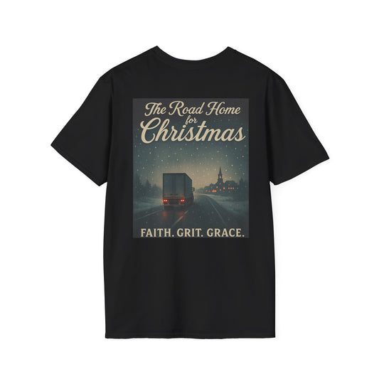 Christmas Road Home T-Shirt - Unisex Softstyle Tee with Inspirational Design