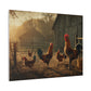 Rooster Farmhouse Canvas Print – Rustic Morning Barnyard Wall Art