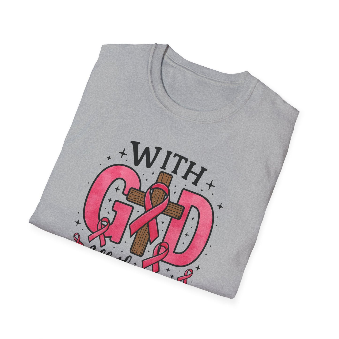 Inspirational Breast Cancer Awareness T-Shirt, Faith Shirt, God Shirt, Support Pink Ribbon, Softstyle Tee