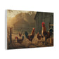 Rooster Farmhouse Canvas Print – Rustic Morning Barnyard Wall Art