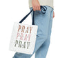 Inspirational Tote Bag - Pray It, Power It, Through It, Motivational, Faith-Based Gift, Everyday Use, Church or Study Bag