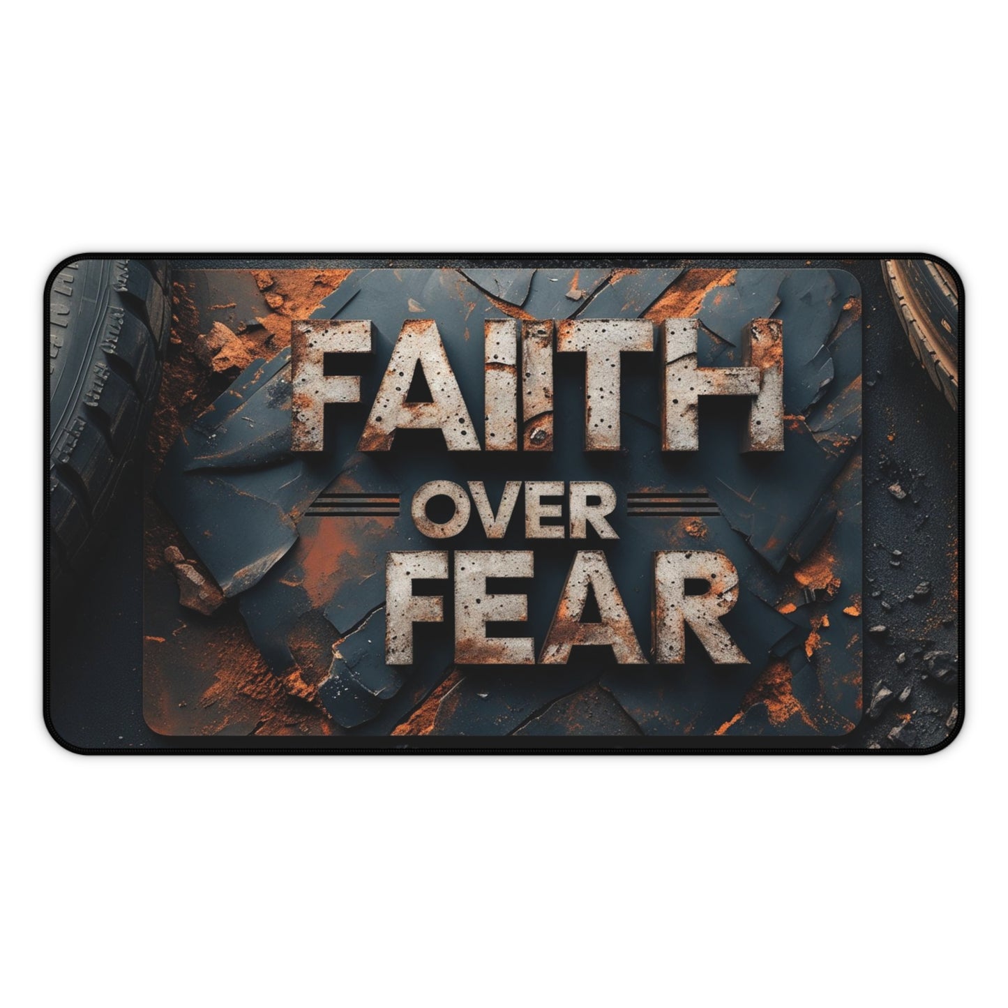 Faith Over Fear Desk Mat — Inspirational Christian Gaming Mouse Pad