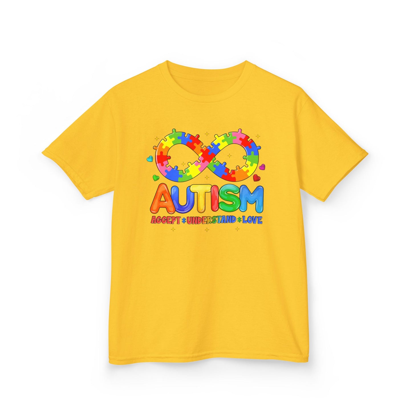 Colorful Autism Awareness Kids Tee, Bright Rainbow Tee, Support, Understand, Love, Gift for Autism Month, Kids Apparel